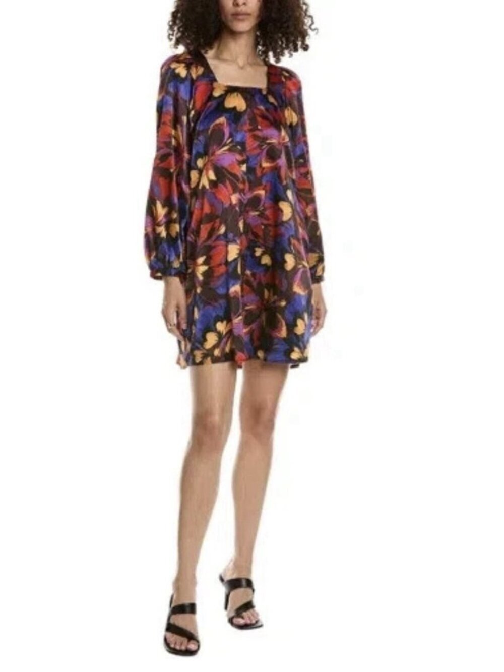 Johnny Was Women’s Jade Eclipse Blooms Silk Long Sleeve Floral Mini Dress Sz XL